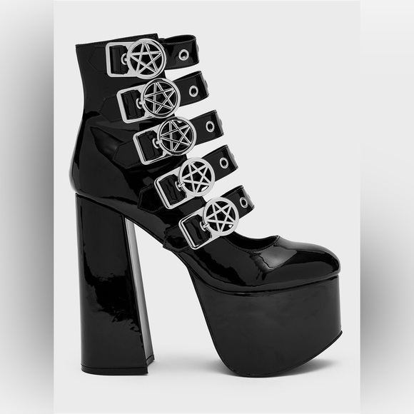 Killstar Shoes - Killstar kihilist panic platform heel pentagram goth